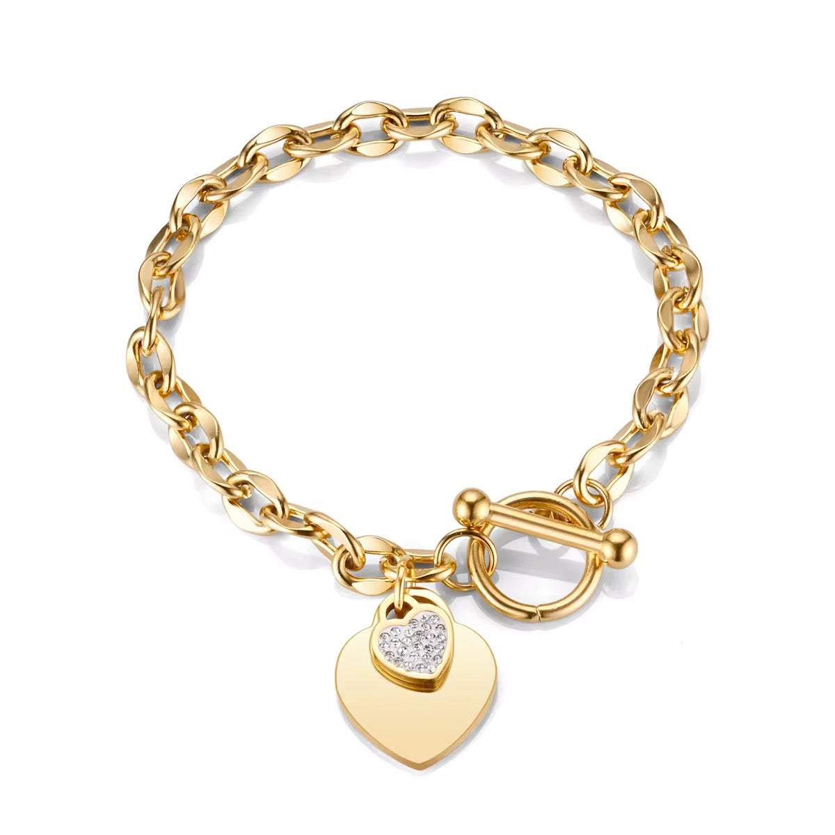 Heart Charm Duo Hoop Bracelet