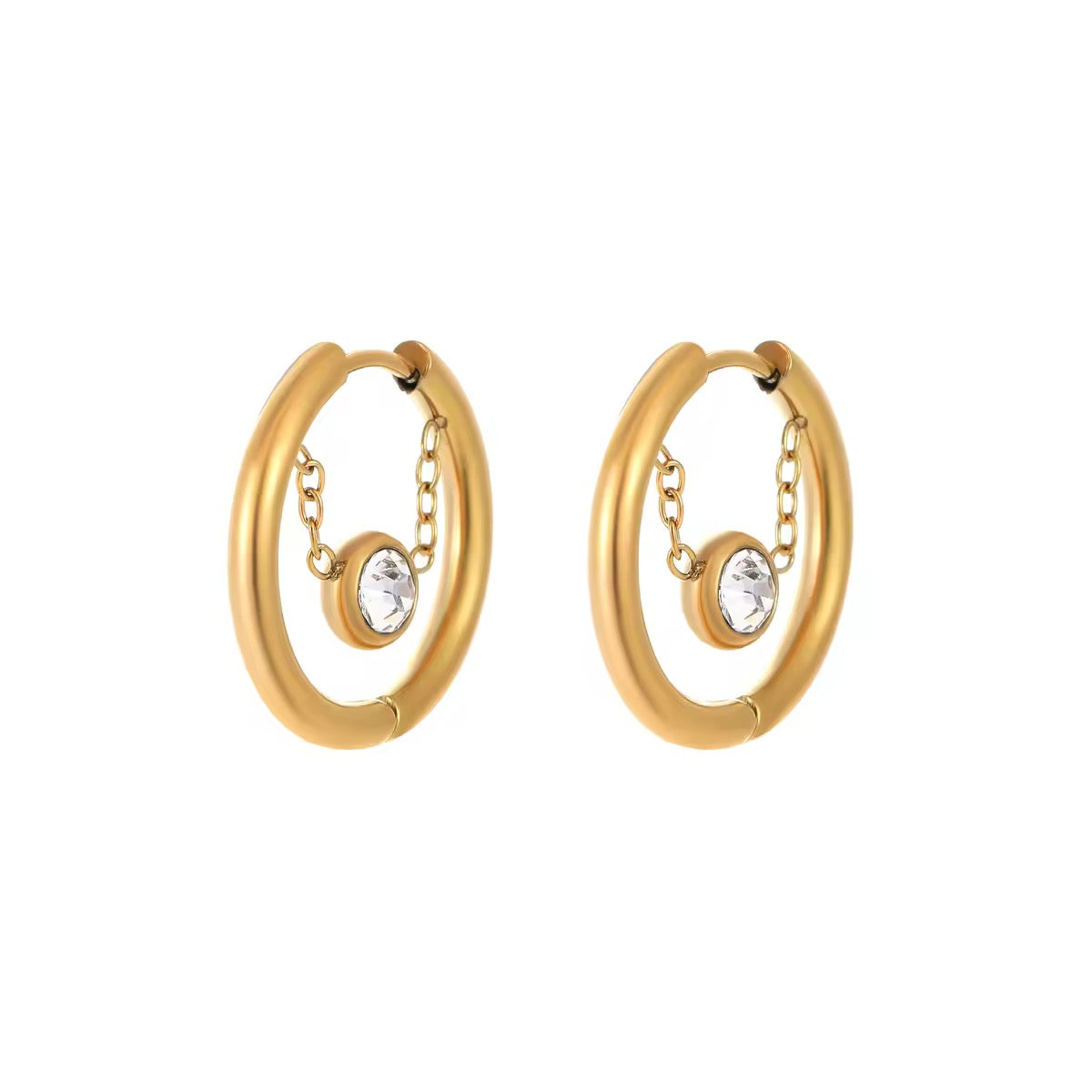 Huggie Earrings with an Elegant Drop Diamanté