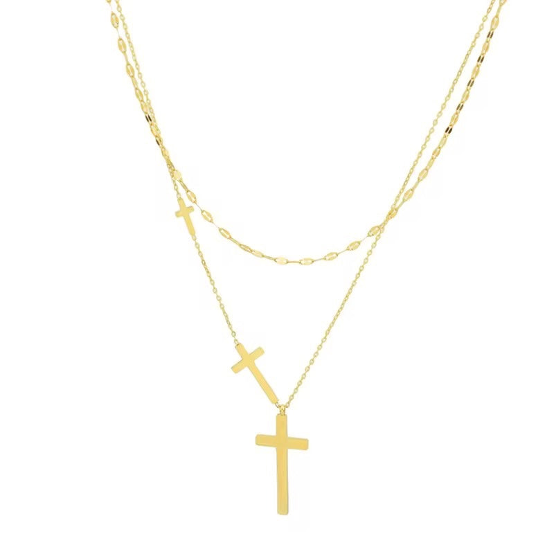 Double Layered Cross Pendant Necklace
