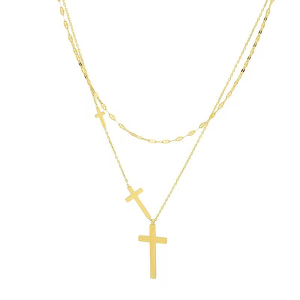Double Layered Cross Pendant Necklace
