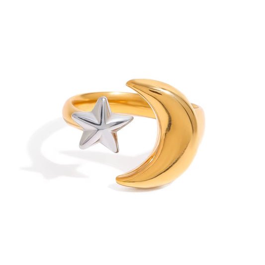 Moon and Star Ring