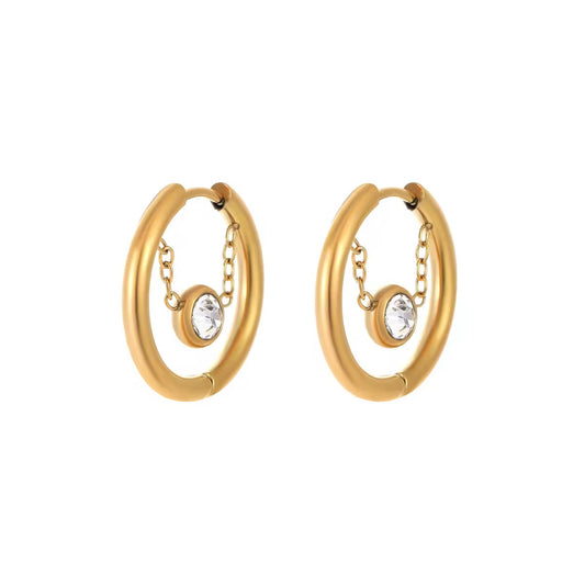Huggie Earrings with an Elegant Drop Diamanté