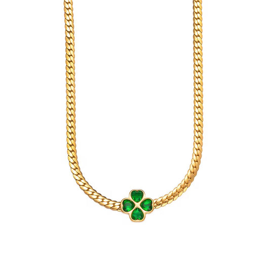 Lucky Green Heart Clover Necklace
