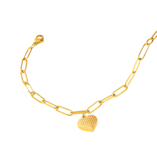 Heart Charm Link Chain Bracelet