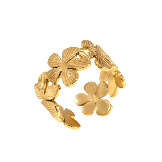 Adjustable Gold Flower Ring